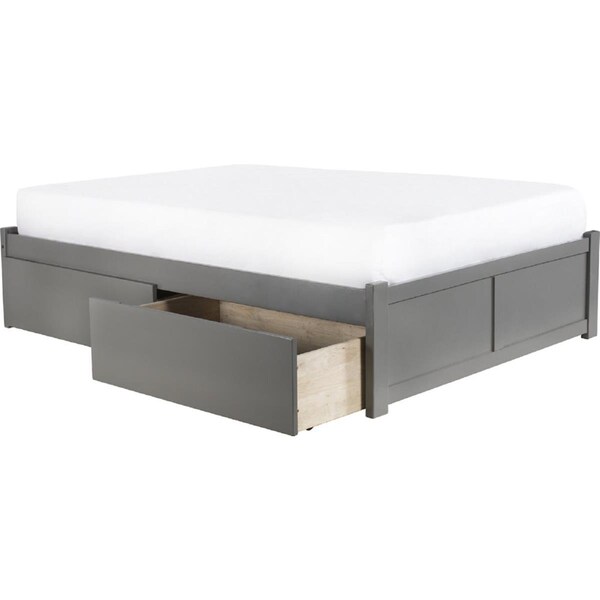 Atlantic Furniture Atlantic Furniture AR8052119 Concord King Platform Bed with Flat Panel Foot Board & 2 Urban Bed Drawers - Grey - AR8052119