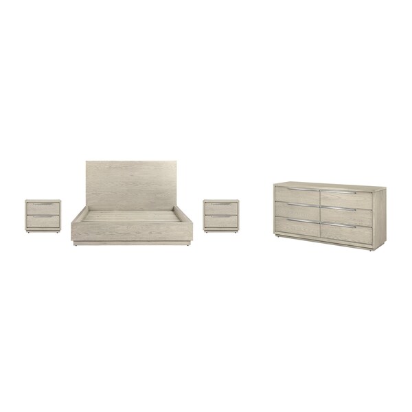Armen Living Abbey Queen 4 Piece Bedroom Set in Gray Oak Wood - SETAJBDGRQN4A