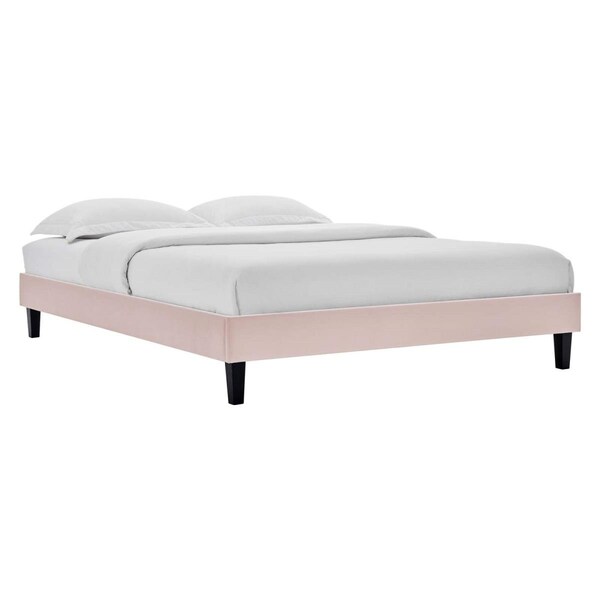 Modway Furniture Reign Performance Velvet Platform Bed Frame, Pink - Queen Size - MOD-6266-PNK