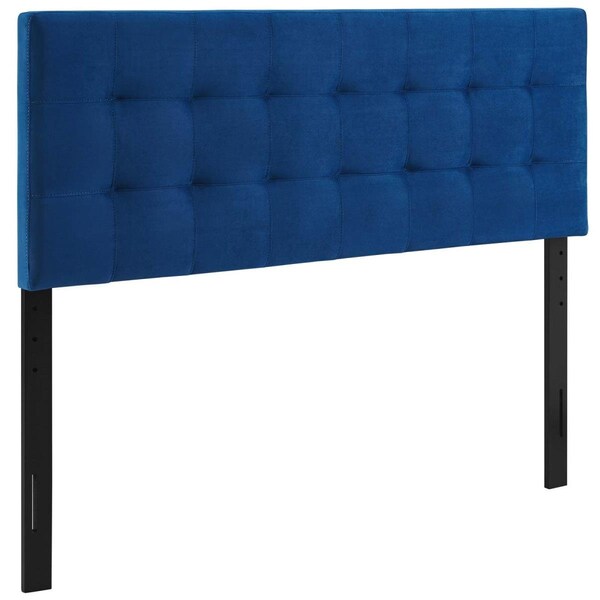 Modway Furniture Lily Biscuit Tufted Performance Velvet Headboard, Navy - Queen Size - MOD-6120-NAV