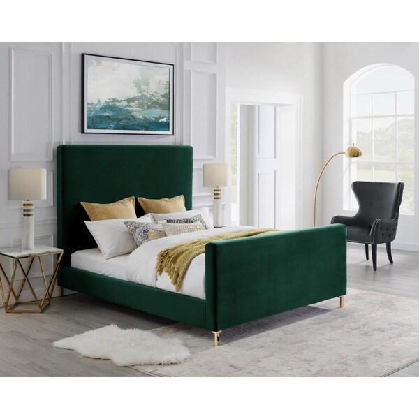 Posh Living 90.2 x 67.3 x 65 in. Velvet Bed, Hunter Green - BD33-02HGQ-UE