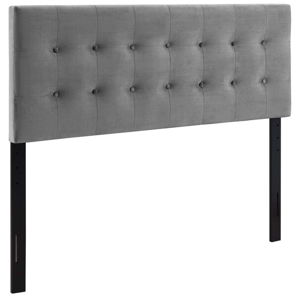 Modway Furniture Emily King Biscuit Tufted Performance Velvet Headboard, Gray - MOD-6117-GRY