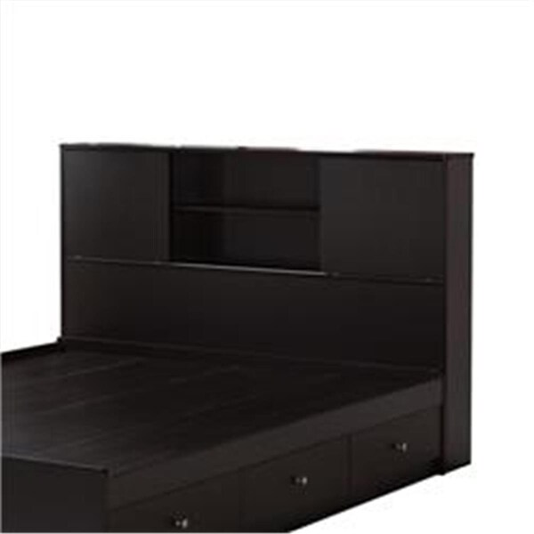 Benjara Bookcase Headboard with 2 Sliding Doors, Dark Brown - Twin Size - BM247076