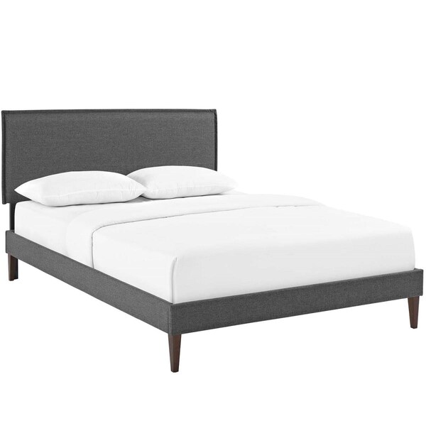 Modway Furniture 41.5 - 49 x 78.5 in. Amaris Full Fabric Platform Bed with Squared Tapered Legs - Gray - MOD-5907-GRY