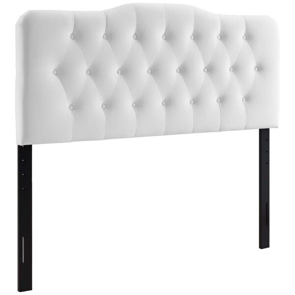 Modway Furniture Annabel Diamond Tufted Performance Velvet Headboard, White - Full Size - MOD-6128-WHI