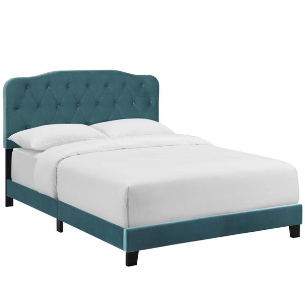 Modway Furniture Amelia Performance Velvet Bed, Sea Blue - Full Size - MOD-5863-SEA