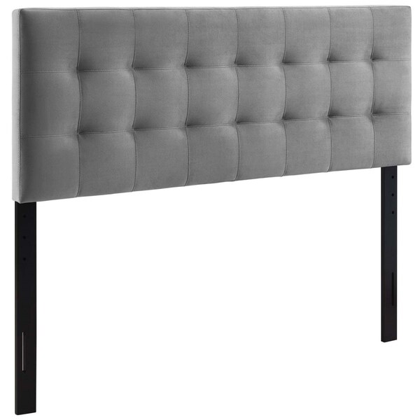 Modway Furniture Lily Biscuit Tufted Performance Velvet Headboard, Gray - Full Size - MOD-6119-GRY