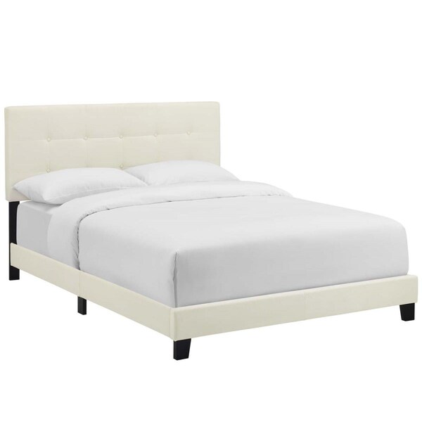 Modway Furniture 80.5 in. Amira Performance Velvet Bed, Ivory - Full Size - MOD-5859-IVO