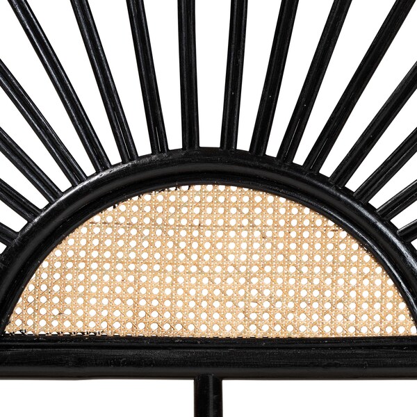 Baxton Studio Perenna Modern Bohemian Two-Tone Black and Natural Brown Rattan Queen Size Standalone Headboard - 236-13388-ZORO
