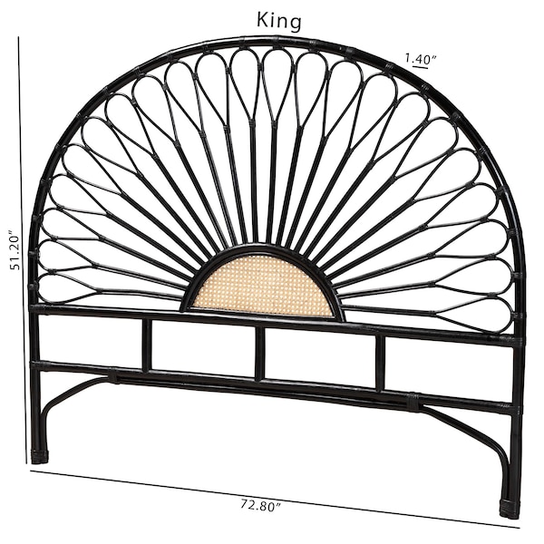 Baxton Studio Perenna Modern Bohemian Two-Tone Black and Natural Brown Rattan Queen Size Standalone Headboard - 236-13388-ZORO