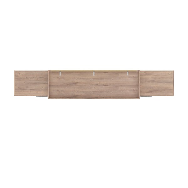 Bestar Pur Queen Murphy Bed and 2 Storage Units with Drawers (115W) in rustic brown - 26884-000009