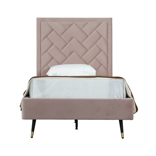 Manhattan Comfort Crosby Twin-Size Bed in Blush - BD009-TW-BH