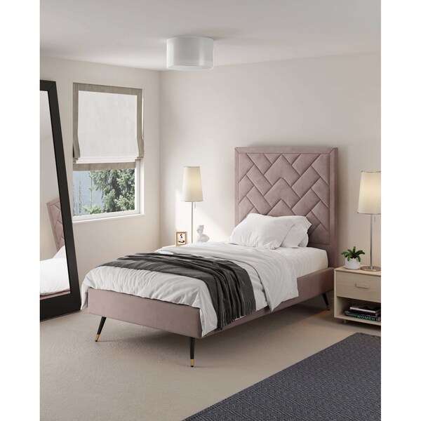 Manhattan Comfort Crosby Twin-Size Bed in Blush - BD009-TW-BH