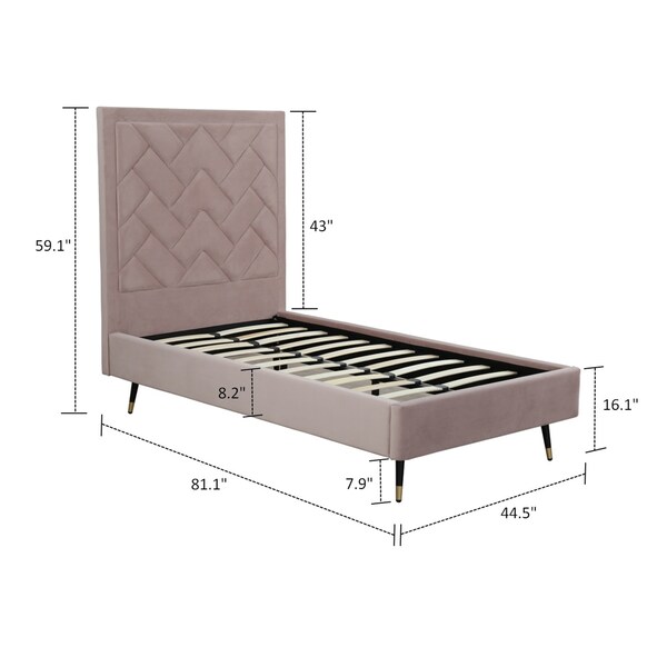Manhattan Comfort Crosby Twin-Size Bed in Blush - BD009-TW-BH