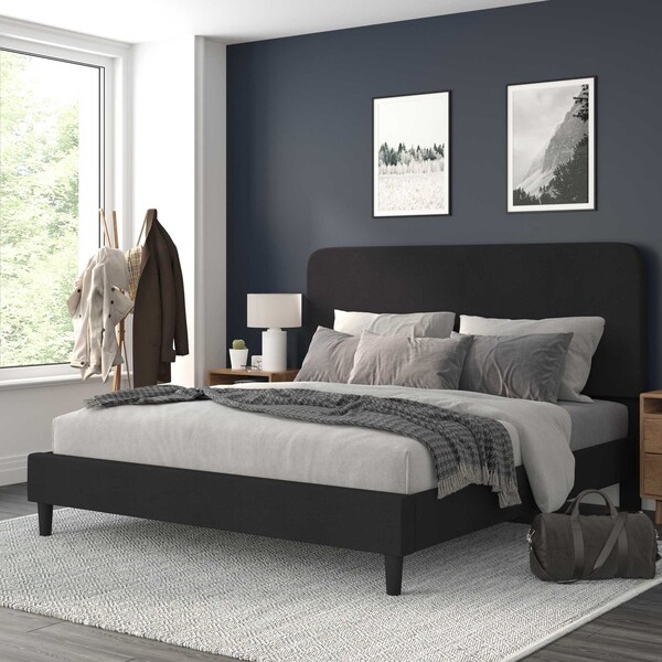 Flash Furniture Charcoal King Fabric Upholstered Platform Bed - HG-3WPB21-K04-K-BK-GG