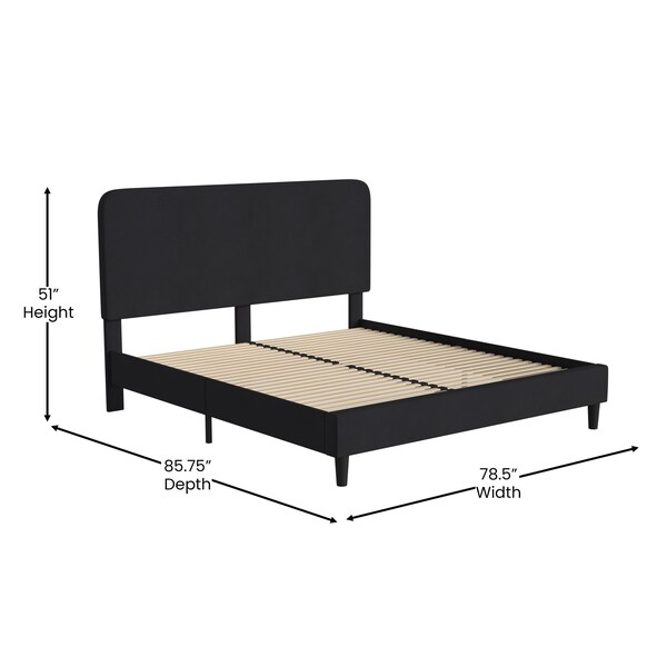Flash Furniture Charcoal King Fabric Upholstered Platform Bed - HG-3WPB21-K04-K-BK-GG