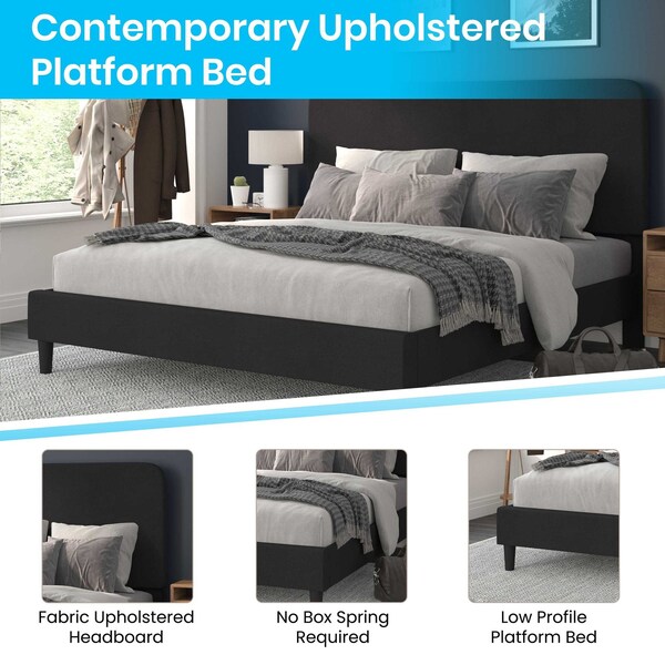 Flash Furniture Charcoal King Fabric Upholstered Platform Bed - HG-3WPB21-K04-K-BK-GG