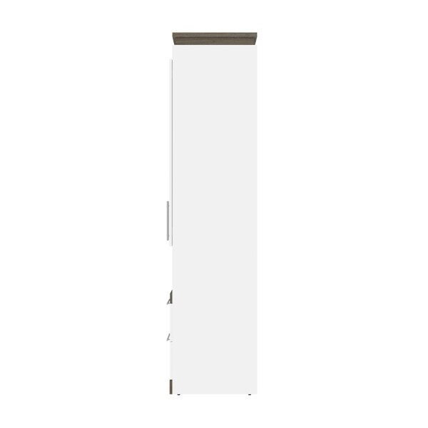 Bestar Orion 118W Full Murphy Bed and Multifunctional Storage with Drawers (119W), White & Walnut Grey - 116864-000017