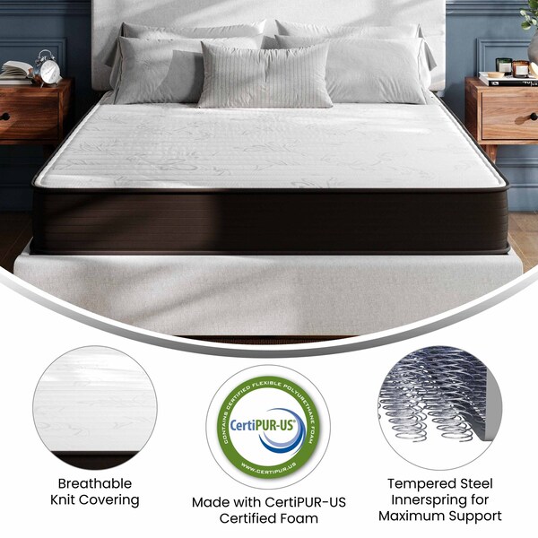 Flash Furniture Dream 8 Inch Hybrid Mattress, Full Size High Density Foam and Innerspring Mattress in a Box - DR-E238-B-F-GG