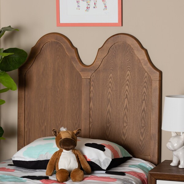 Baxton Studio Tobin Vintage Classic and Traditional Ash Walnut Finished Wood Twin Size Arched Headboard - 181-11123-ZORO
