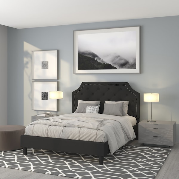 Flash Furniture Brighton Queen Platform Bed, Black - SL-BK4-Q-BK-GG