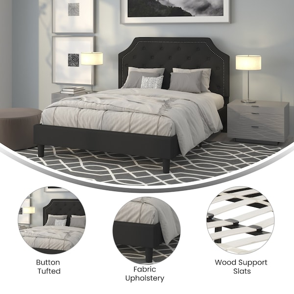 Flash Furniture Brighton Queen Platform Bed, Black - SL-BK4-Q-BK-GG
