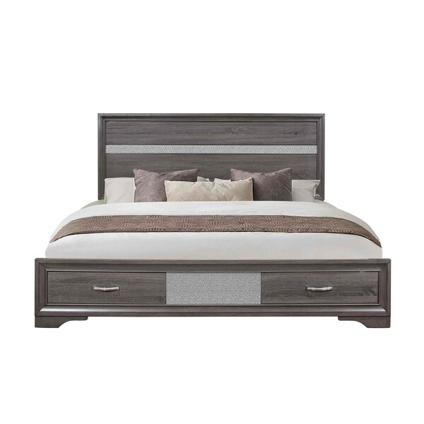 Global Furniture Usa Traditional Glam Melamine Seville Grey Queen Bed Group - 2889