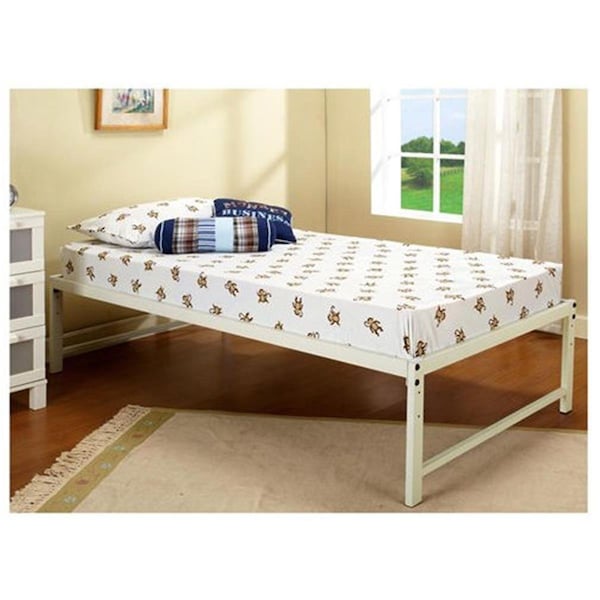 Inroom Furniture Designs Hi Riser bed with solidwhite wood posts and white metal frame. white Finish - B59-1-2