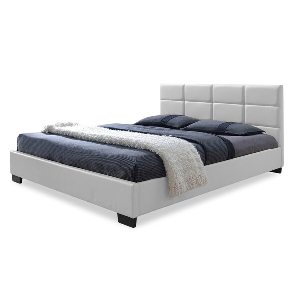 Baxton Studio Vivaldi White Faux Leather Padded Platform Base Queen Size Bed - 120-6678