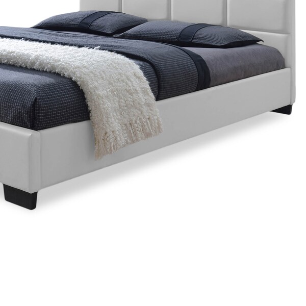 Baxton Studio Vivaldi White Faux Leather Padded Platform Base Queen Size Bed - 120-6678