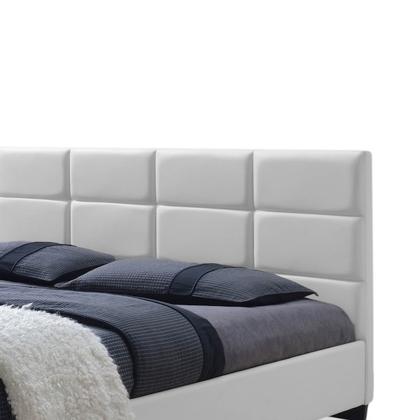 Baxton Studio Vivaldi White Faux Leather Padded Platform Base Queen Size Bed - 120-6678