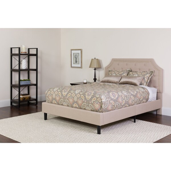 Flash Furniture Brighton Queen Platform Bed Set, Beige - SL-BM-3-GG