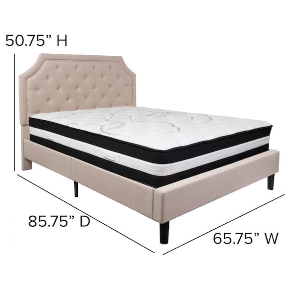 Flash Furniture Brighton Queen Platform Bed Set, Beige - SL-BM-3-GG
