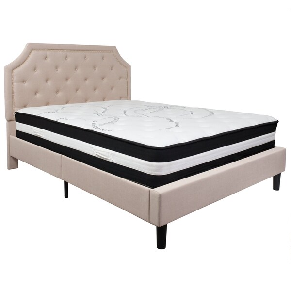 Flash Furniture Brighton Queen Platform Bed Set, Beige - SL-BM-3-GG