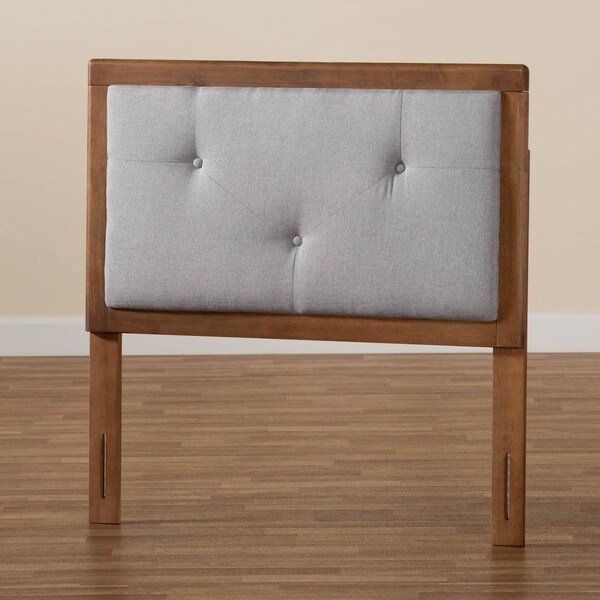 Baxton Studio Abner Transitional Light Grey Fabric Upholstered and Walnut Brown Finished Wood Headboard-Twin - 191-11522-ZORO