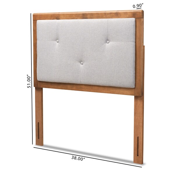 Baxton Studio Abner Transitional Light Grey Fabric Upholstered and Walnut Brown Finished Wood Headboard-Twin - 191-11522-ZORO