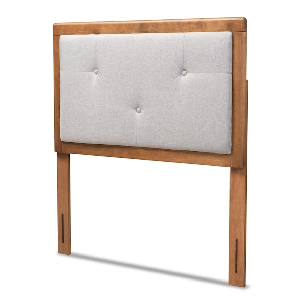 Baxton Studio Abner Transitional Light Grey Fabric Upholstered and Walnut Brown Finished Wood Headboard-Twin - 191-11522-ZORO