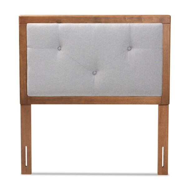 Baxton Studio Abner Transitional Light Grey Fabric Upholstered and Walnut Brown Finished Wood Headboard-Twin - 191-11522-ZORO
