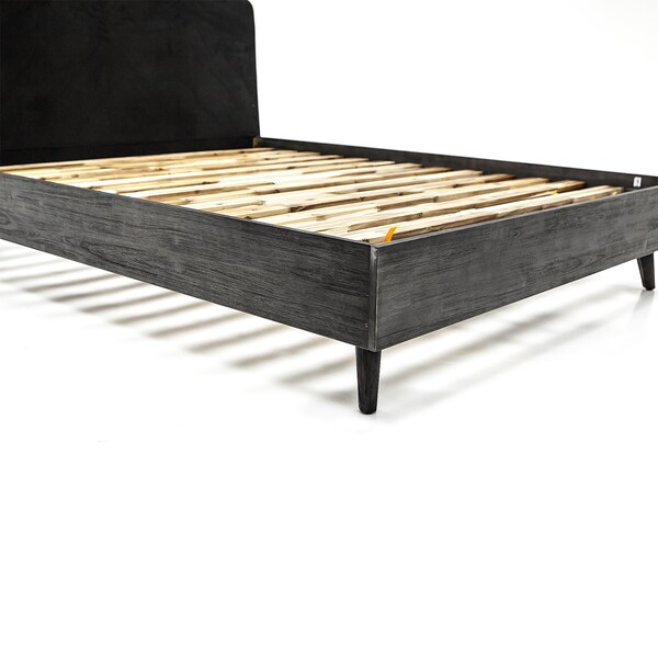 Armen Living Mohave Mid Century Tundra Gray Acacia Queen Platform Bed - LCMVBDTGQN