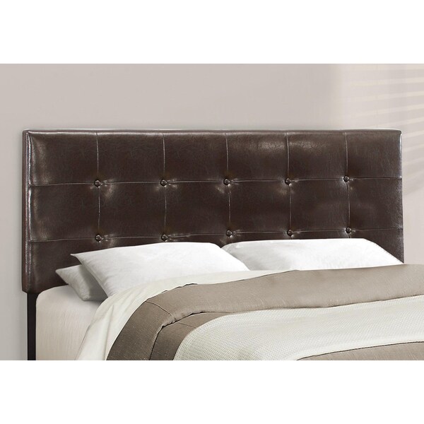 Homeroots 45.75 in. Dark Brown Solid WoodMDF & Foam Queen Size Bed with a Leather Look - 333291