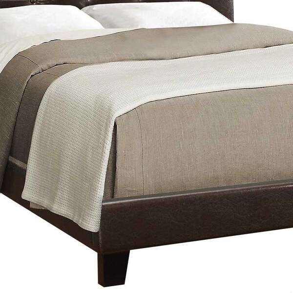 Homeroots 45.75 in. Dark Brown Solid WoodMDF & Foam Queen Size Bed with a Leather Look - 333291