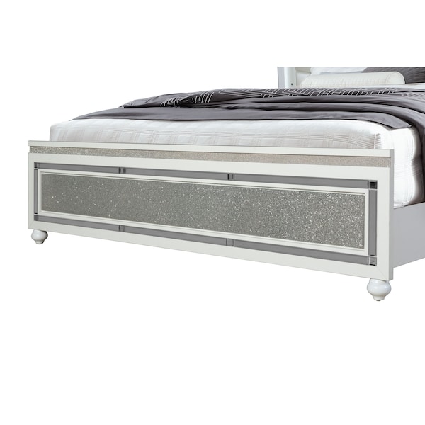Global Furniture Usa Contemporary Glam Glitter, Mirrored Collete White King Bed Group - 4609