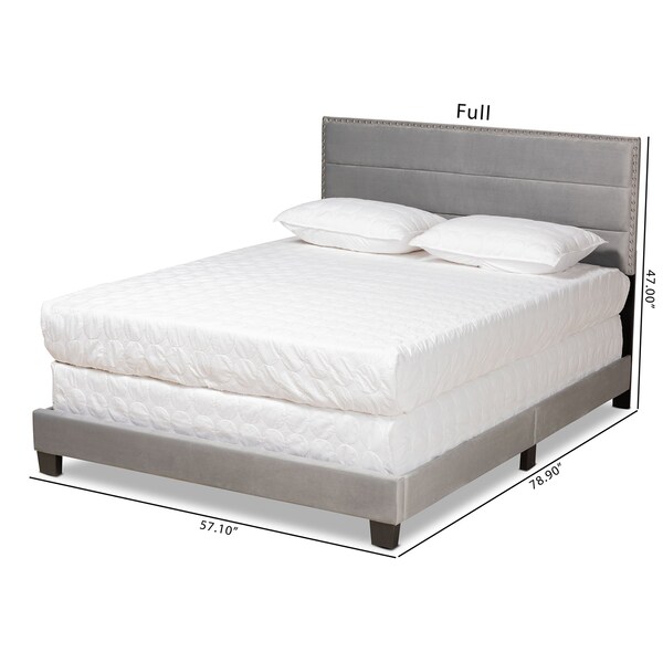 Baxton Studio Tamira Modern and Contemporary Glam Grey Velvet Fabric Full Size Panel Bed - 183-11278-ZORO