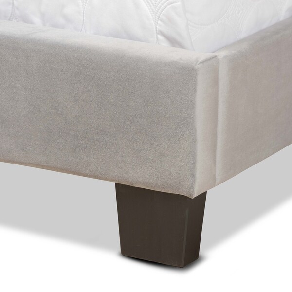 Baxton Studio Tamira Modern and Contemporary Glam Grey Velvet Fabric Full Size Panel Bed - 183-11278-ZORO