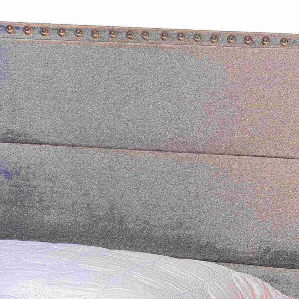 Baxton Studio Tamira Modern and Contemporary Glam Grey Velvet Fabric Full Size Panel Bed - 183-11278-ZORO