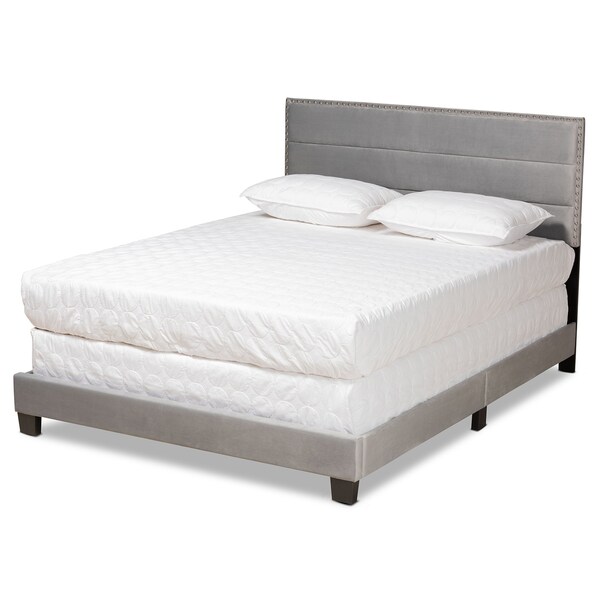 Baxton Studio Tamira Modern and Contemporary Glam Grey Velvet Fabric Full Size Panel Bed - 183-11278-ZORO