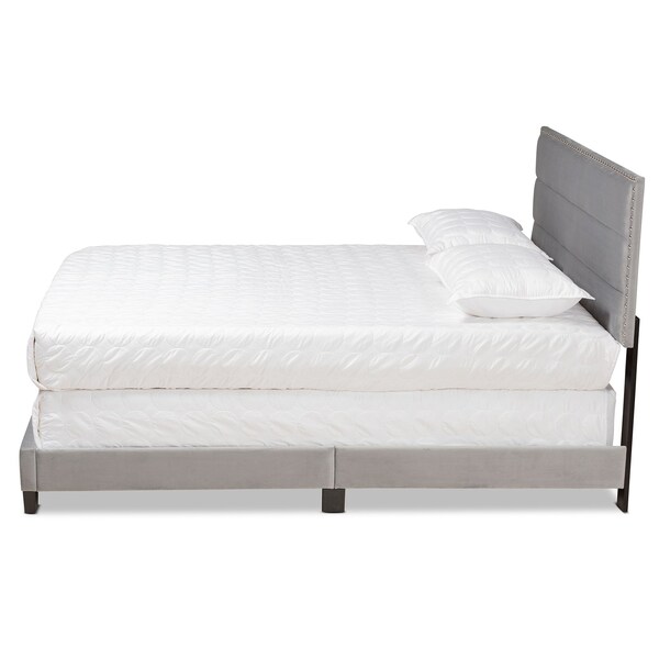 Baxton Studio Tamira Modern and Contemporary Glam Grey Velvet Fabric Full Size Panel Bed - 183-11278-ZORO