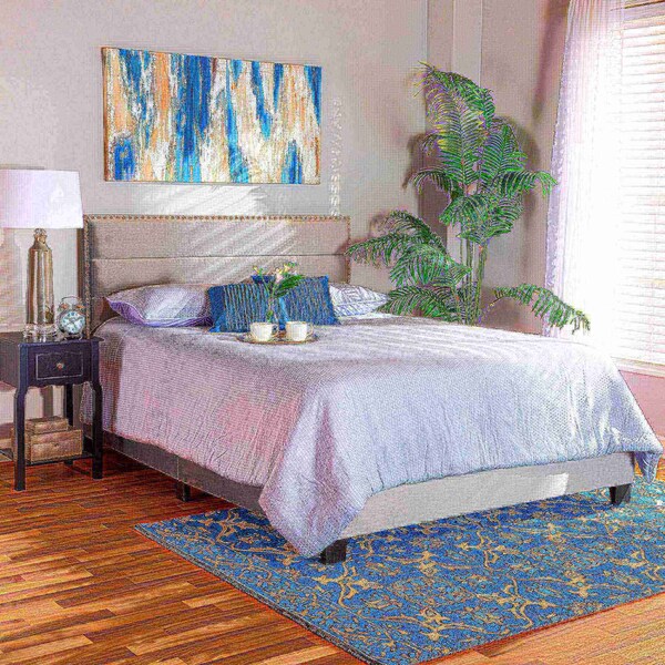 Baxton Studio Tamira Modern and Contemporary Glam Grey Velvet Fabric Full Size Panel Bed - 183-11278-ZORO
