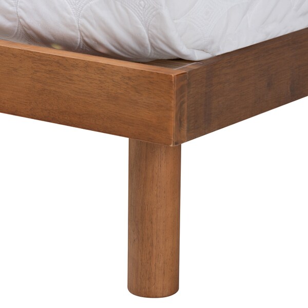 Baxton Studio Lochlan MidCentury Walnut Brown Finished Wood Full Size Platform Bed with Charging Station - 220-11883-ZORO