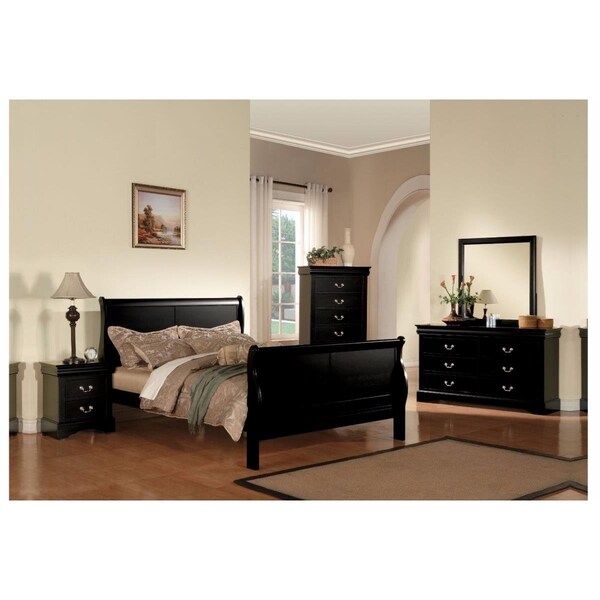 Benzara 47 x 63 x 92 in. Queen Bed, Black - BM158883